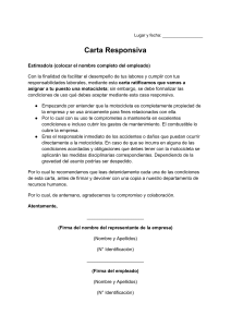 carta responsiva de motocicleta de trabajo en formato word